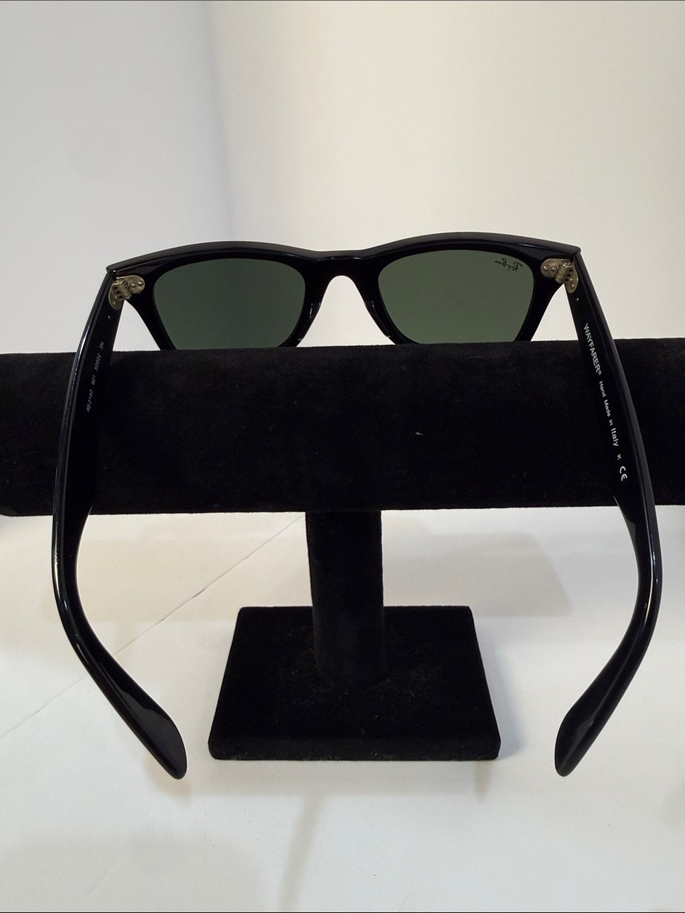Vintage Ray-Ban Black Wayfarer Sunglasses with Green Lenses - Picture 11 of 16
